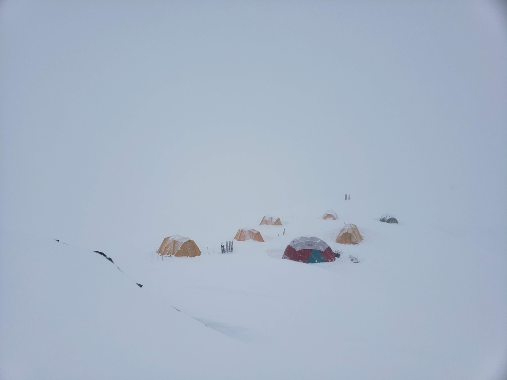 a winter basecamp in the alpine