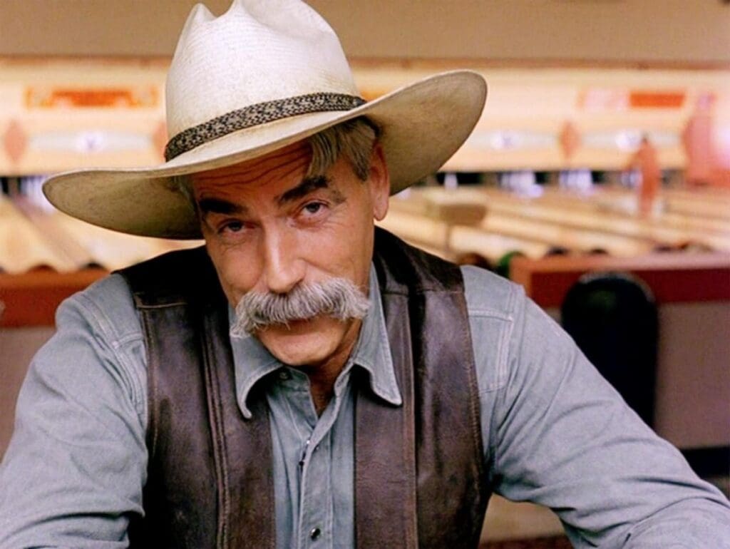 a still from the Movie "The Big Lebowski" featuring Sam Elliott as The Stranger