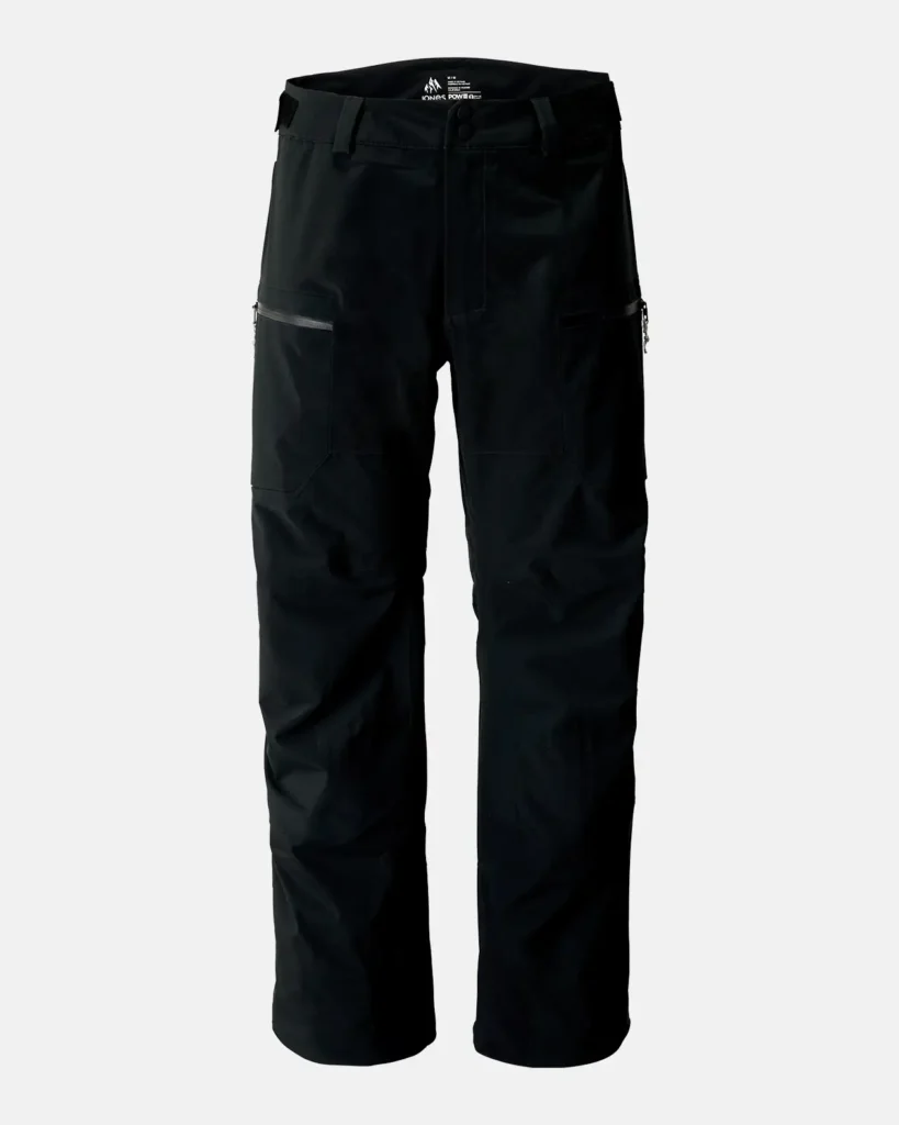a studio image of the jones mtn surf recycled snowboard pants in black
