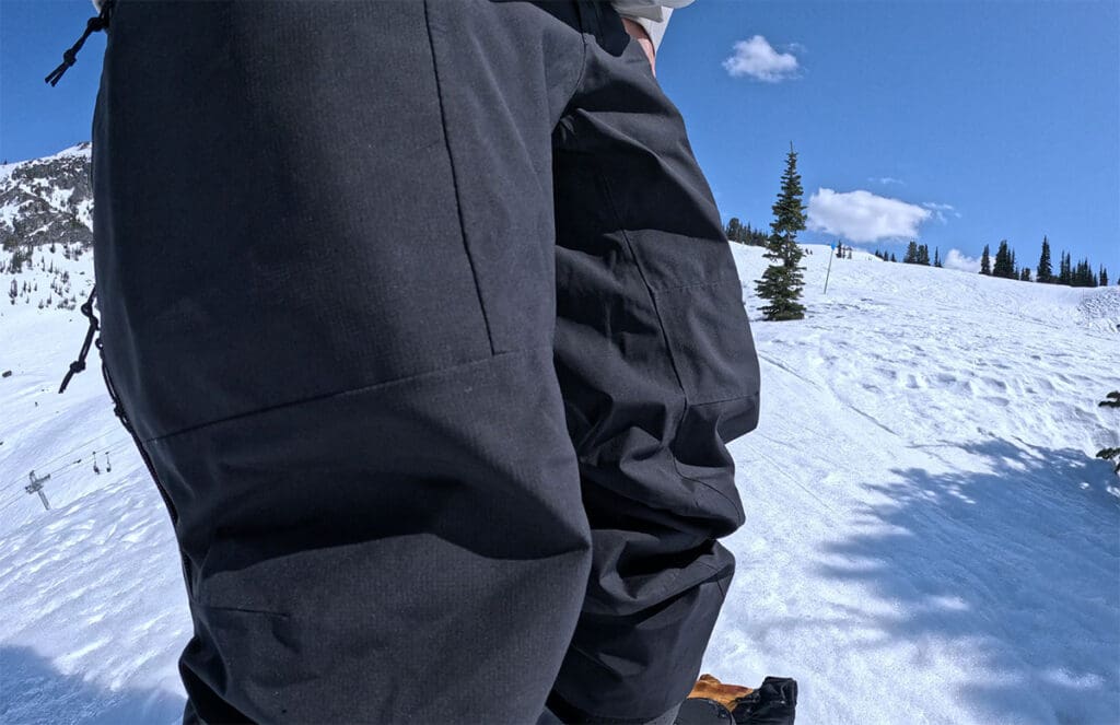 a view of the jones mtn surf pants showcasing the stitching placement