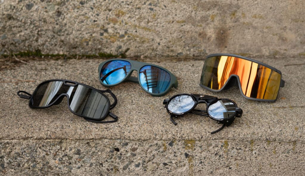 a set of glacier glasses we reviewed for backcountry skiing, splitboarding, and mountaineering