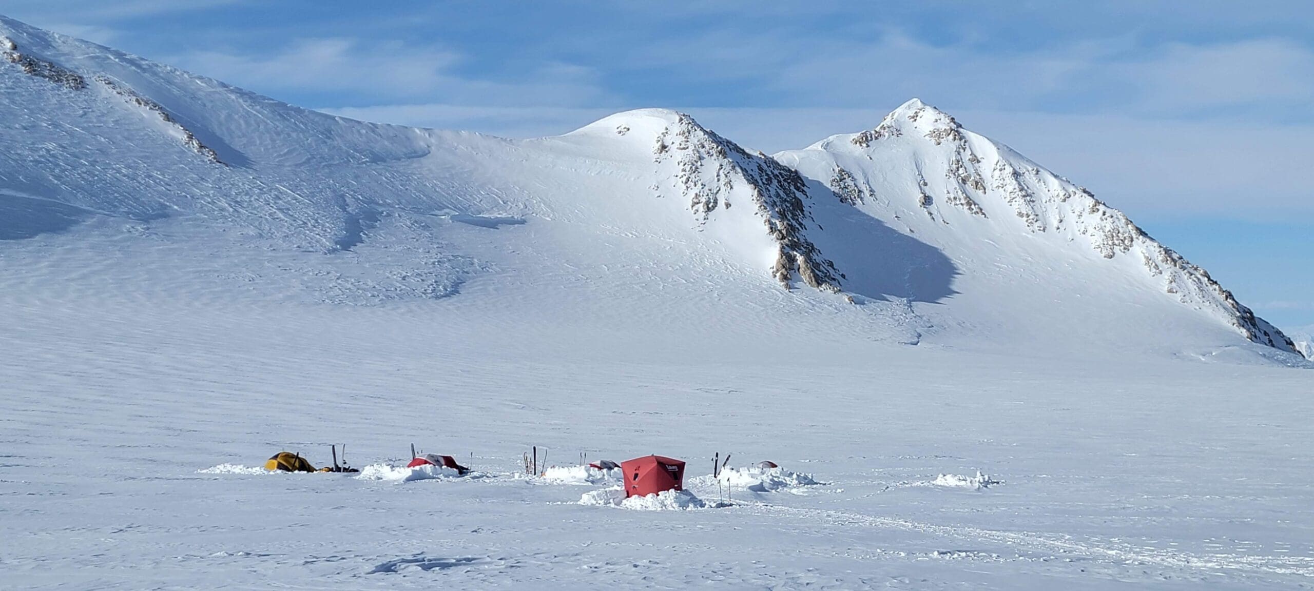 An alpine base camp on Mount Logan in the Yukon