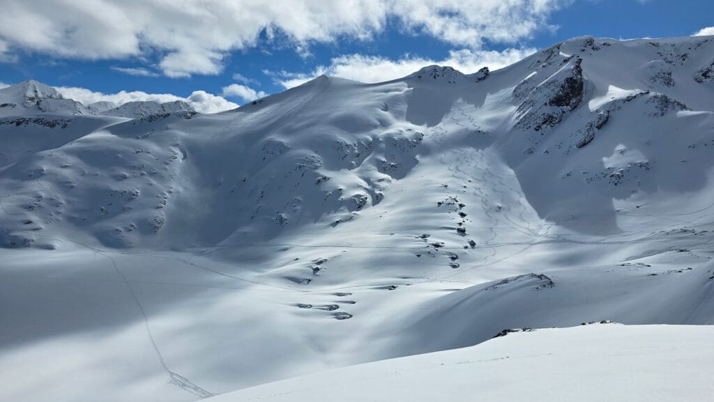 decker mountain in garibaldi provincial park, with ski tracks in winter