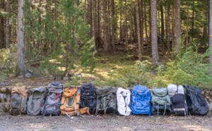 a collection of hiking backpacks that were tested for a review