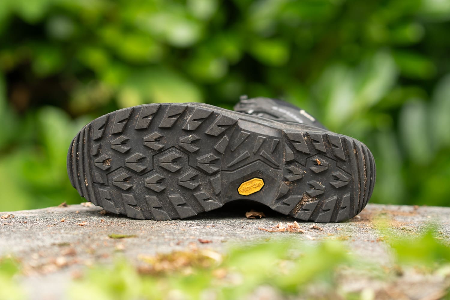 The Vibram Rene Trac outsole of the Lowa Renegade Evo GTX and its mud-shedding lug pattern