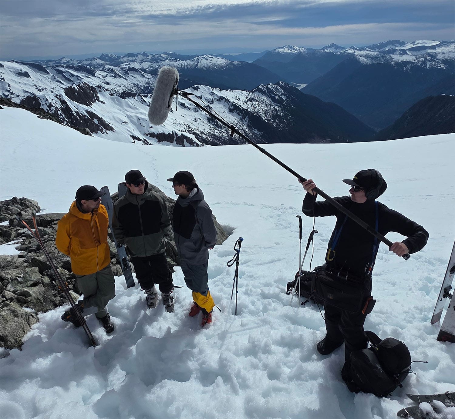 Filming a commercial in an alpine mountain environment