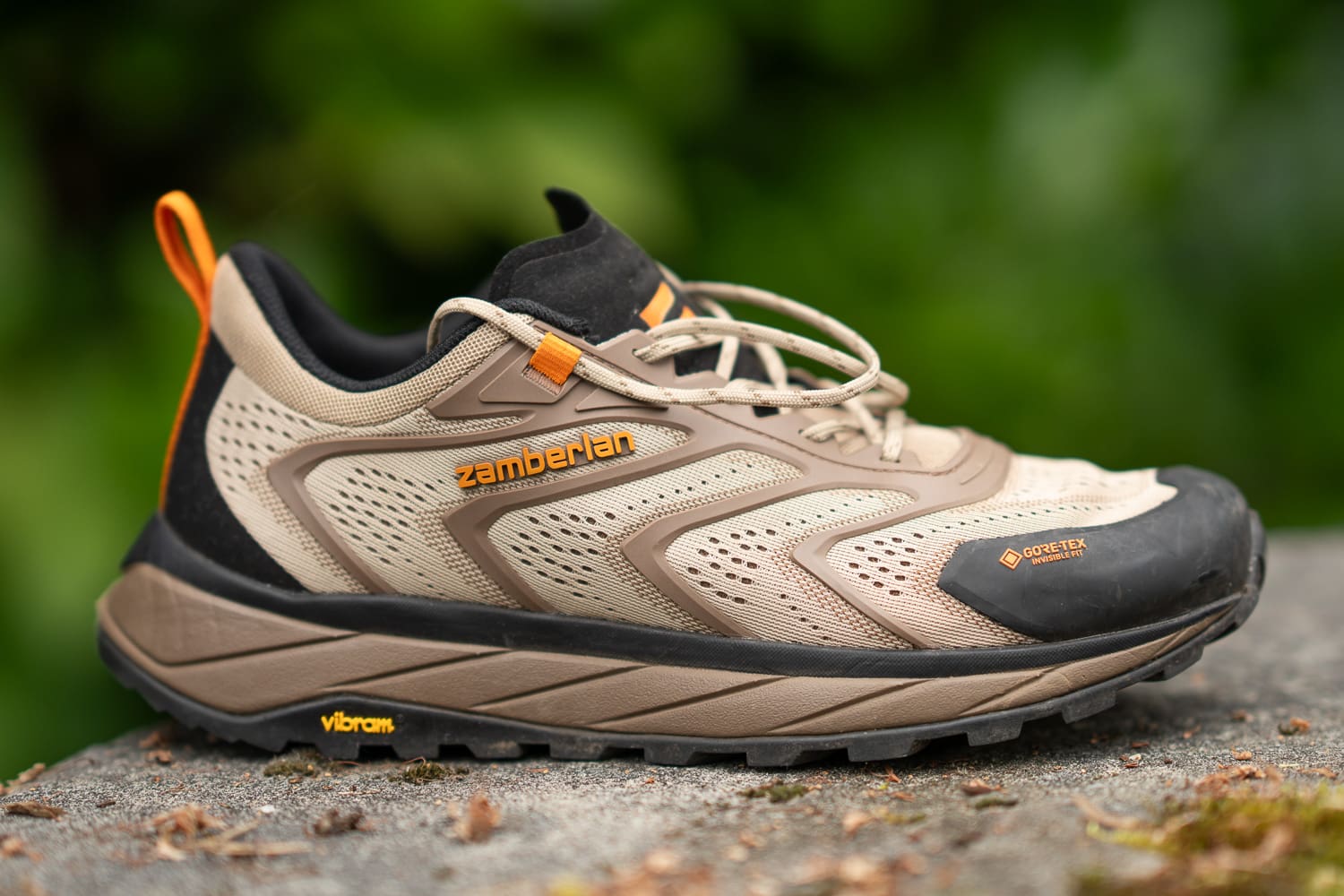 Close-up of the Zamberlan Exotrail GTX midsole on the trail