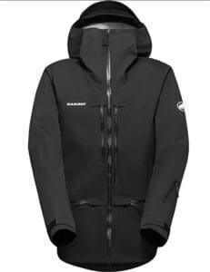 a studio image of the mammut haldigrat hooded freeride hardshell jacket
